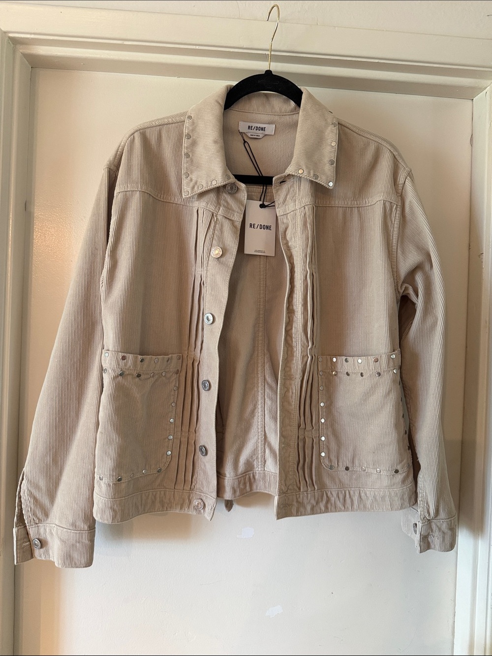 RE/DONE Women's cord Jagger Trucker Studded Jacket XS fits oversized